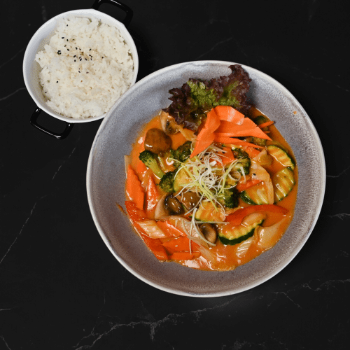 Curry mit Reis - Hähnchen