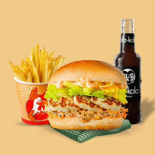 Hot Halloumi Burger Menü (vegetarisch)