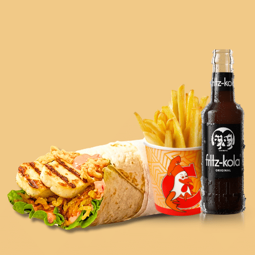 Hot Halloumi Wrap Menü (vegetarisch)