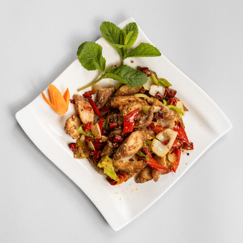 Knusprige SchweineDärme nach Szechuan-Art