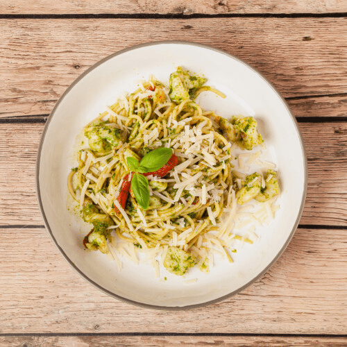 Spaghetti Gambas und Pesto