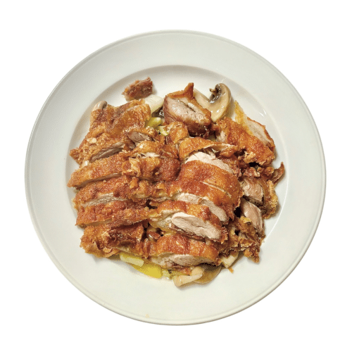 Gebackene Ente mit Gemüse und champignon Soße