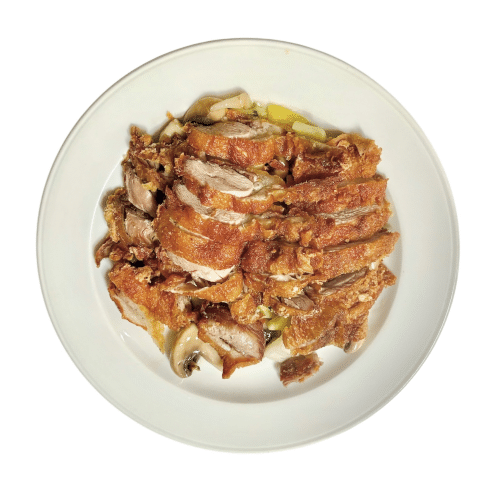 Gebackene Ente mit Gemüse und Hoisinsauce (scharf)