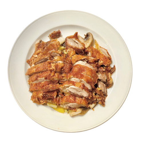 Gebackene Ente mit Gemüse und Hoisinsauce (scharf)