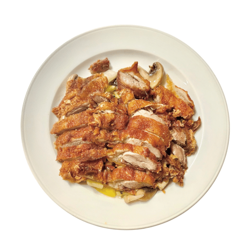 Gebackene Ente mit Gemüse und Soße