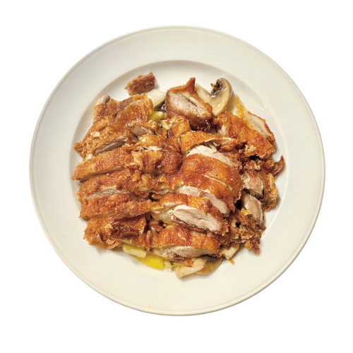 Gebackene Ente mit Gemüse und süß Sauer Soße