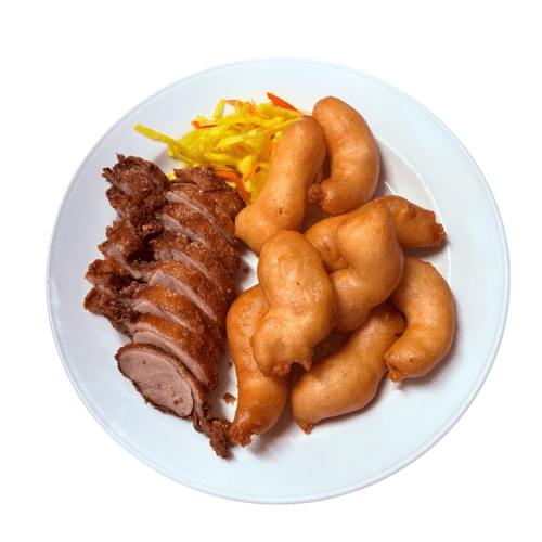 Gebackene Ente und gebackene Garnelen