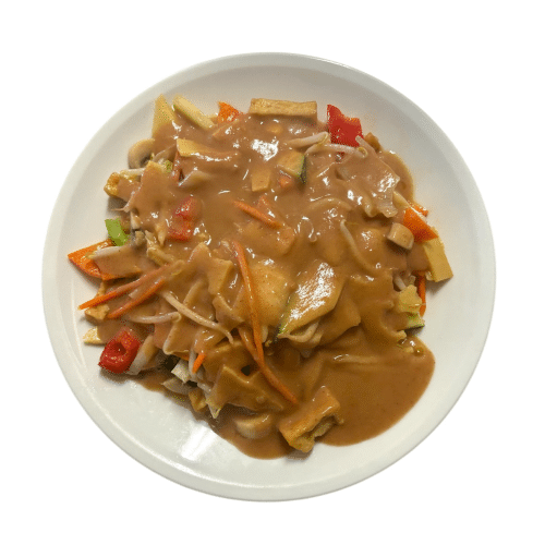 Hühnerfleisch mit Gemüse in Erdnuss Soße