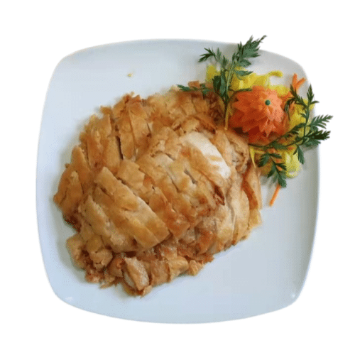 Knusprige Hühnerbrust mit Gemüse und Hoisinsauce (scharf)
