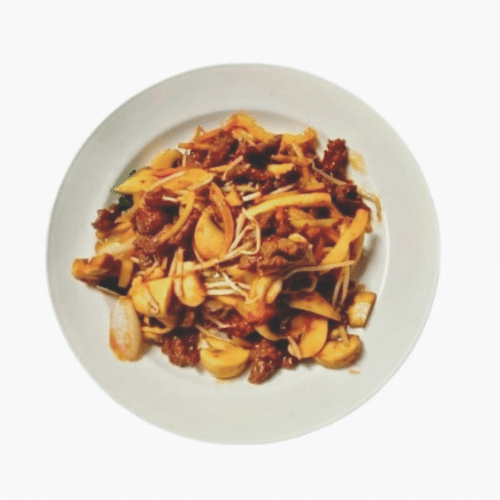 Rindfleisch mit Gemüse in hoi-sin Soße