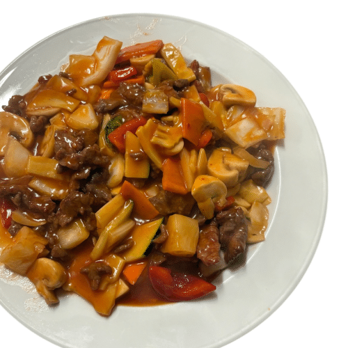 Rindfleisch mit Gemüse in Süße Sauer scharf Soße