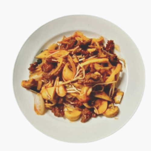 Rindfleisch mit Gemüse und Schwarz Bohnen (scharf)