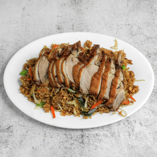 Gebratener Reis mit knusprigem Entenfleisch