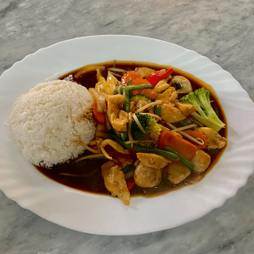 Gemüse mit chinesischen Pilzen (Hühnerfleisch)