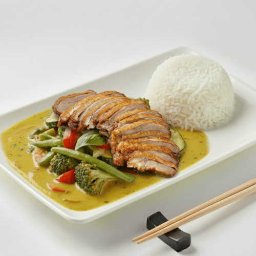 Bangkok Spezial mit Entenfleisch kross in Curry-Mango-Soße