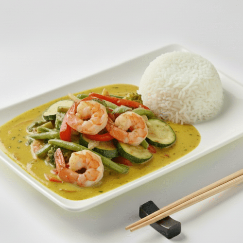Bangkok Spezial mit Garnelen in Curry-Mango-Soße