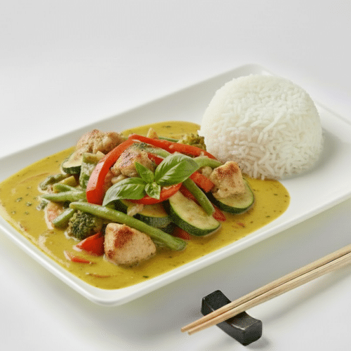 Bangkok Spezial mit Hühnerfleisch in Curry-Mango-Soße