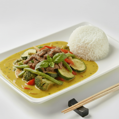 Bangkok Spezial mit Rindfleisch in Curry-Mango-Soße