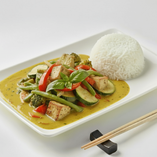 Bangkok Spezial mit Tofu in Curry-Mango-Soße
