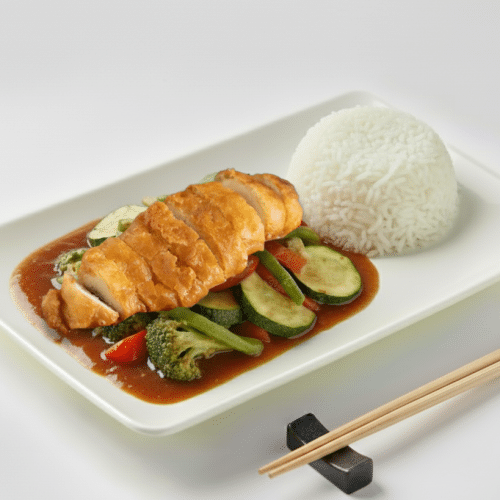 Chop Suey mit gebackenem Fisch