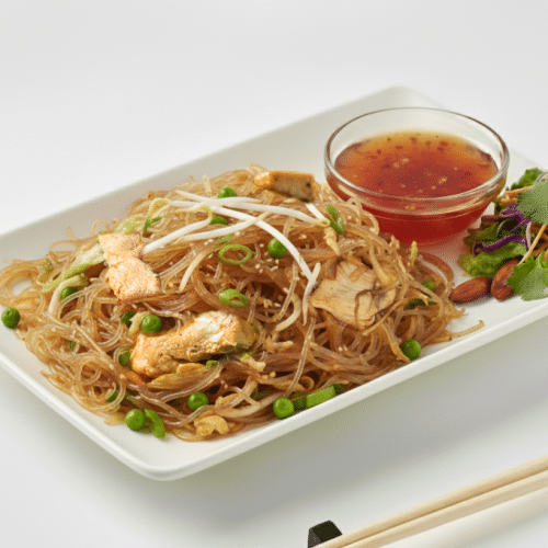 Gebratene Glasnudeln mit Hühnerfleisch