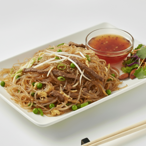 Gebratene Glasnudeln mit Rindfleisch