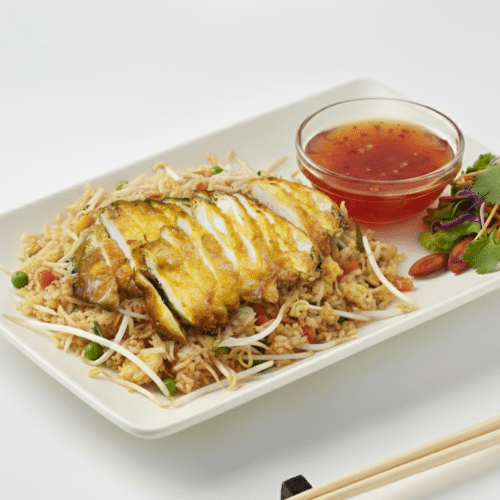 Gebratener Reis mit krossem Hühnerfleisch