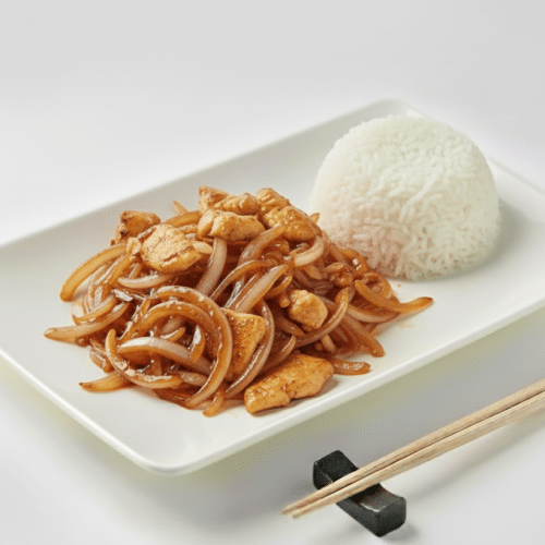 Hühnerfleisch mit Zwiebeln und Zitronengras