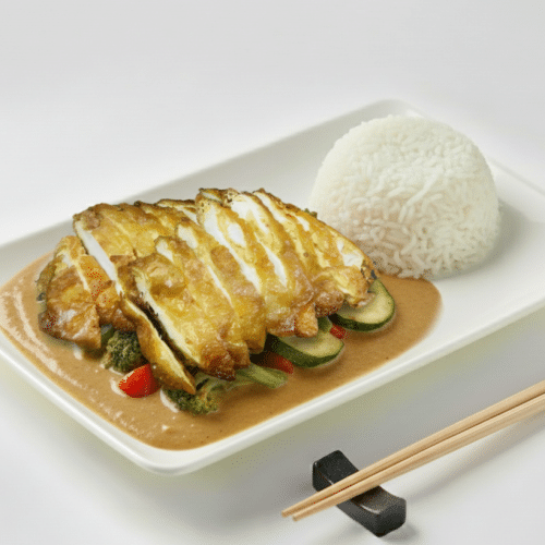 Thailändisch mit Hühnerbrustfilet kross und Erdnusssoße