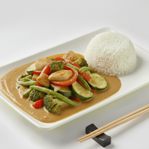 Thailändisch mit Hühnerfleisch in Erdnusssoße