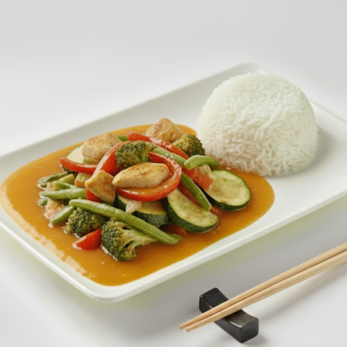Thailändisch mit Hühnerfleisch in Mango-Süß-Sauer