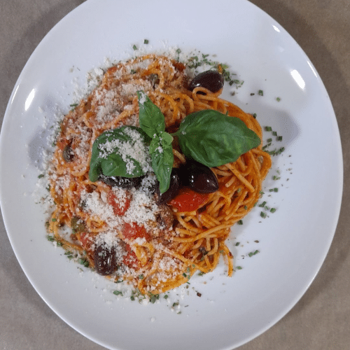 Pasta Puttanesca (leicht scharf)