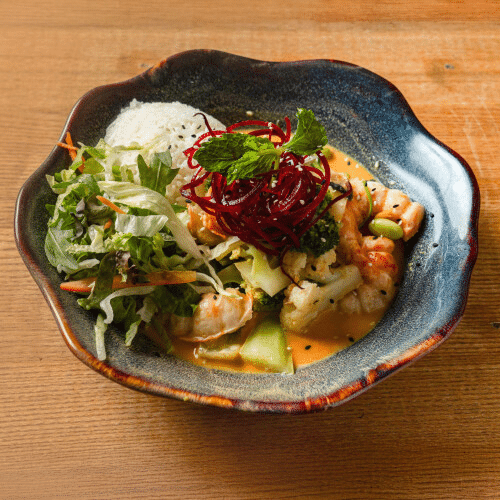 Tôm Xào - Currysoße mit Kokosmilch,
