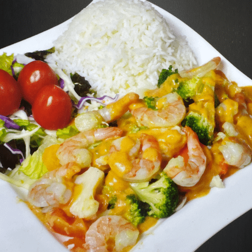 Gebratene Garnelen Thai-Curry (scharf)
