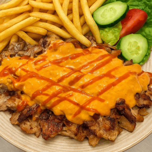 Gyros mit Metaxasauce (scharf)