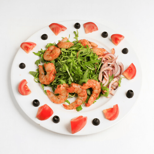 Garnelen auf Rucolasalat