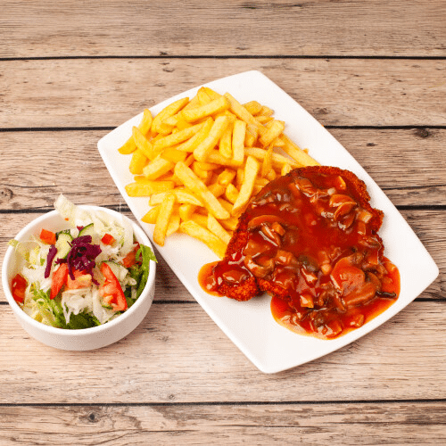 Jägerschnitzel-Menü