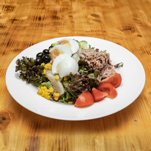 Gemischter Salat mit Thunfisch und Ei (groß)