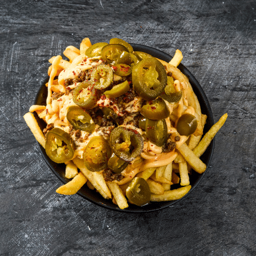 Hackfleisch Chili Cheese Pommes frites