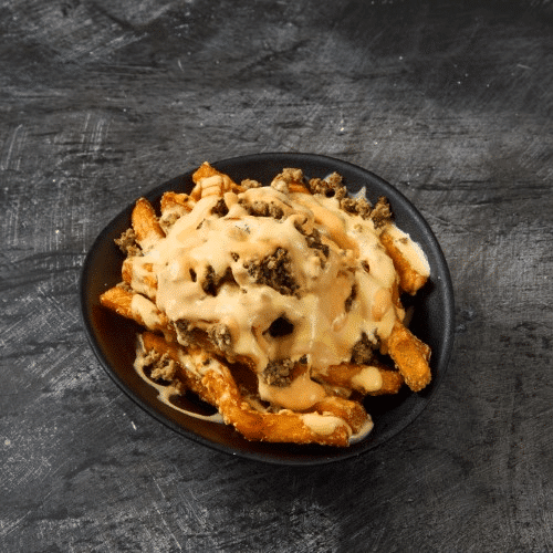 Hackfleisch Chili Cheese Süßkartoffel Pommes