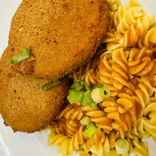 Ossi- Jägerschnitzel mit Spirelli und Feuerwehrsoße