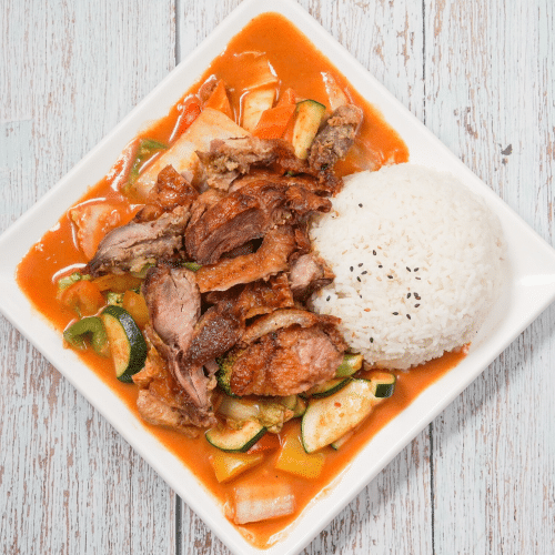 Ente mit rotem Curry und Gemüse