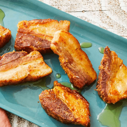 Pork Belly Chunks Mit Pommes