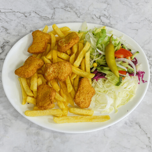 Chicken Nuggets (6 Stück) mit Pommes frites