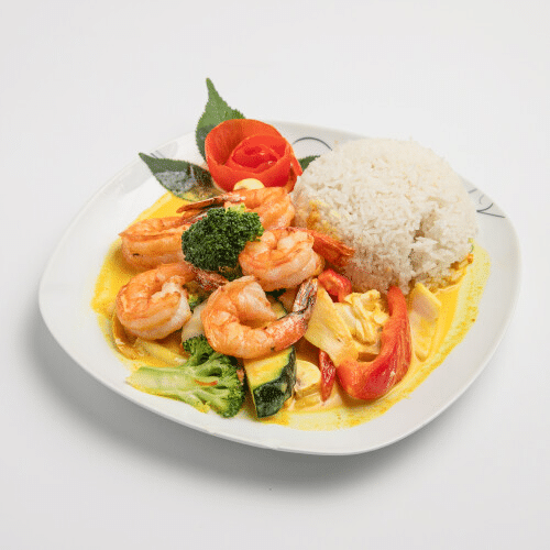 Gebratene Hummerkrabben mit Thai-Gelb-Curry-Kokosmilch