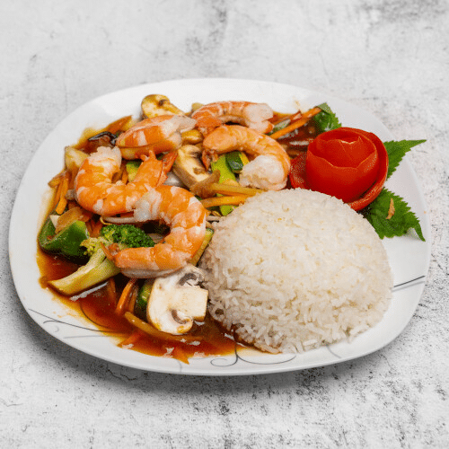 Gebratene Hummerkrabben mit pikanter Sauce