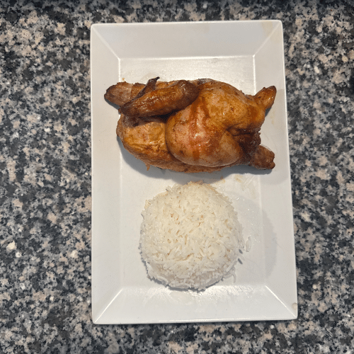 Halbes Hähnchen mit Reis