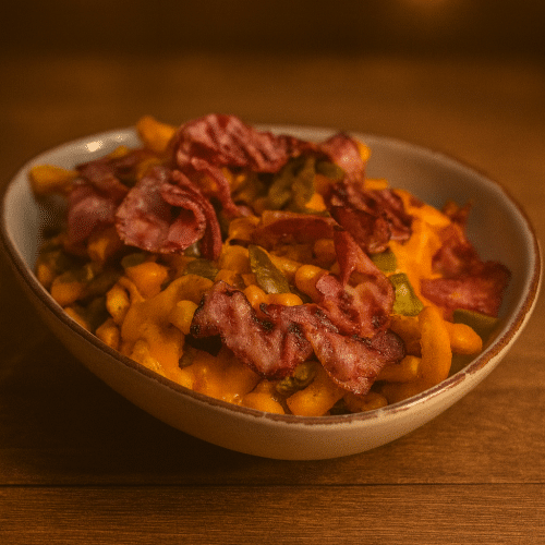 Curly Fries mit Baconchips