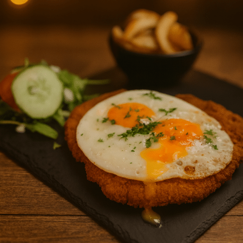 XXL Schnitzel ,,Holsteiner Art'' mit Bratkartoffeln 300g