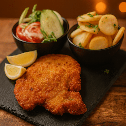 XXL Schnitzel ,,Wiener Art'' Bratkartoffeln 300g